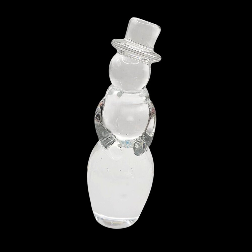 Crystal Glass Snowman Figurine 6" Frosty Christmas Holiday Décor‎ Winter Festive